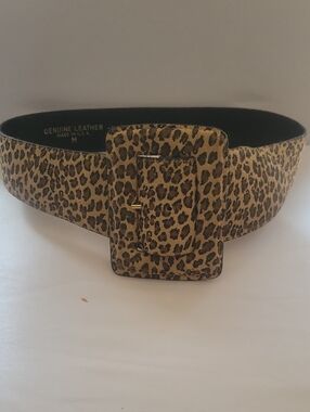 Express Leopard Print Wide Belt - Brown & Black